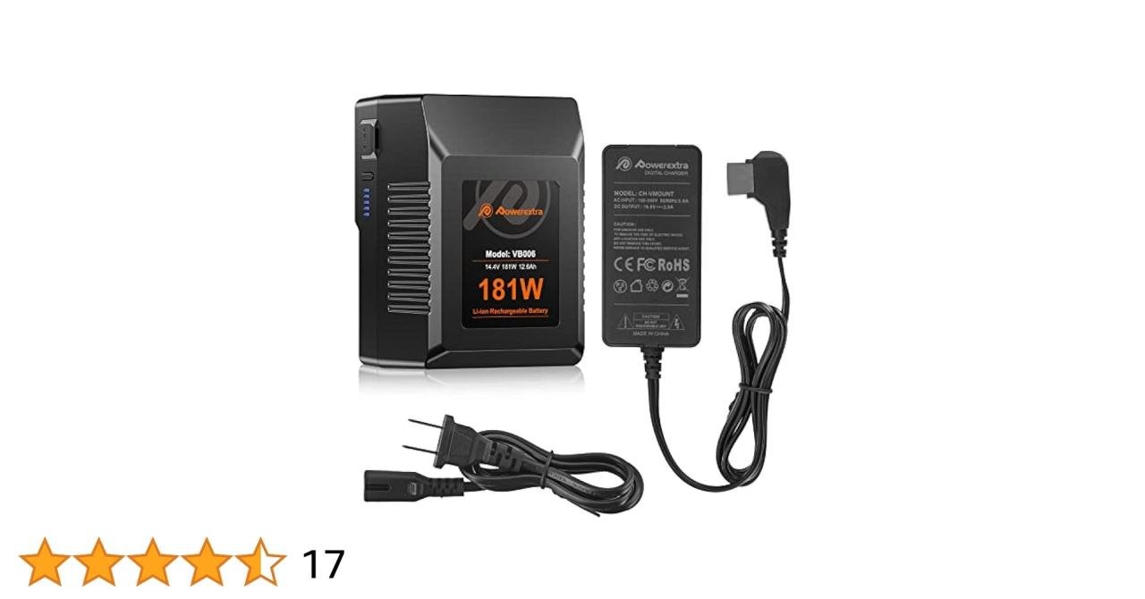 POWEREXTRA VB006 V-Mount Battery with Clamp and Dummy